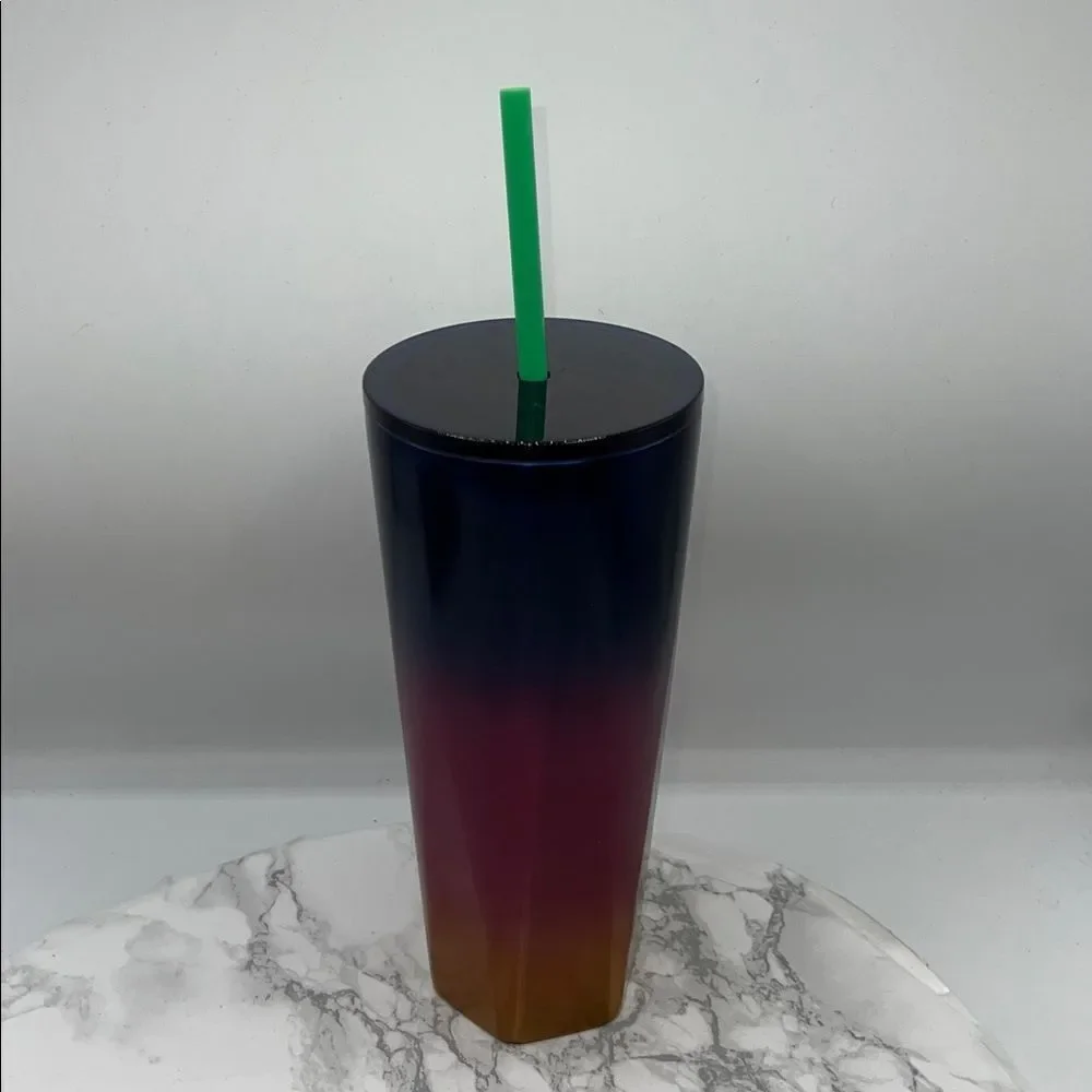 STARBUCKS 2022 Purple Pink Orange Ombre Stainless Steel 24 Oz Venti Cold Cup